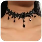 Fesciory Black Necklaces for Women Adjustable Layered Velvet Leather Lace Collar Necklace Goth Jewelry Gifts