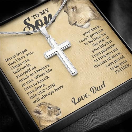 FG Mall To My Son From Mom And Dad Mother And Son Necklace Birthday Gift For Graduation Christmas Faith Cross Necklace Present