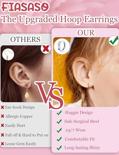FIASASO Hypoallergenic Surgical Stainless Steel Earrings For Girls Kids Women - 12 Pair Screw Back Earrings For Sensitive Ears Cute Flower Butterfly Toddler Stud Hoop Earrings Screwback Girl Earrings