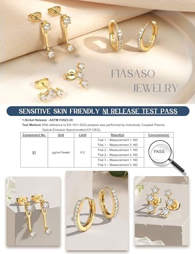 FIASASO Sterling Silver Post Earrings For Women Trendy 3 Pairs Silver Hypoallergenic Stud Hoop Cartilage Earrings Set Small Stacks Cute Studs Huggie Earring Dainty For Sensitive Ears Non Tarnish