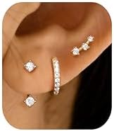 FIASASO Sterling Silver Post Earrings for Women Trendy 3 Pairs Silver Hypoallergenic Stud Hoop Cartilage Earrings Set Small Stacks Cute Studs Huggie Earring Dainty for Sensitive Ears Non Tarnish