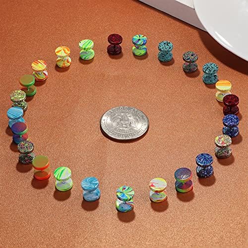 FIBO STEEL12 Pairs Faux Gauge Earrings Stainless Steel Stud Earrings For Men Women Cheater Fake Ear Plugs Gauges Tunnel