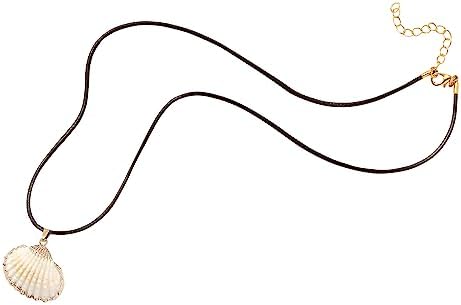 FM FM42 Natural Seashell Shell Scallop Conch Pendant Necklace With 27" Long Rope Chain (25 Styles)