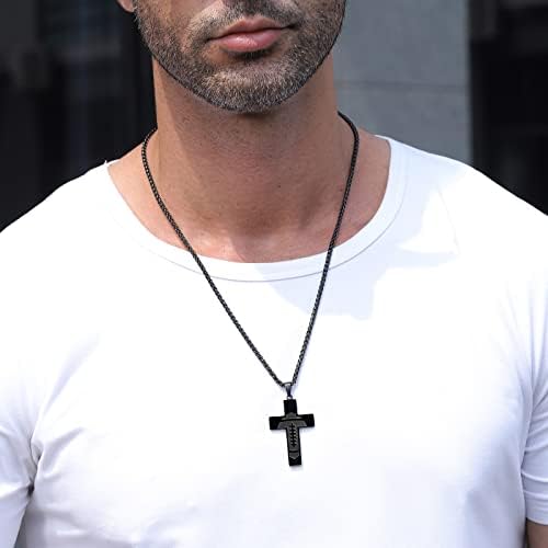 Football Cross Necklace For Boys Men Stainless Steel Bible Verse Pendant With 20+2 Inch Chain First Communion Baptism Religious Sports Jewelry Gift