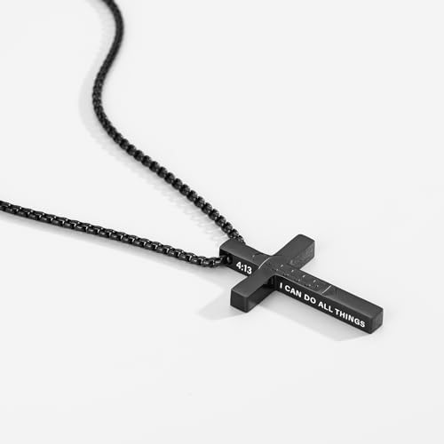 Football Game Day Cross Necklace For Boys Men Cross With Bible Verse Stainless Steel Pendant Chain Football Gear Stuff Christian Religious Christmas Sports Jewelry Gifts For Son Teens Team