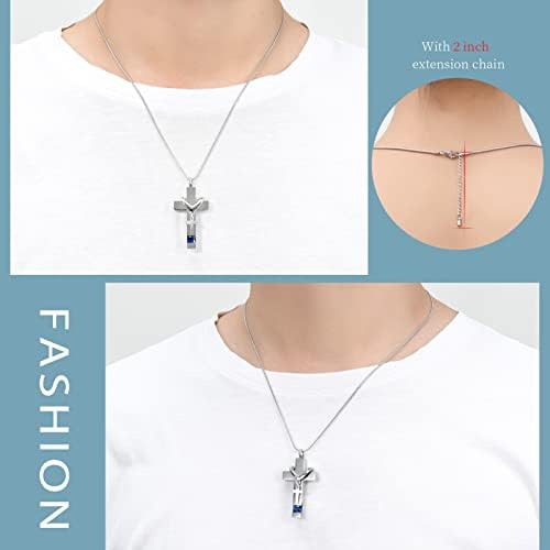 Forever In My Heart Birthstone Personalized Double Cross Urn Pendant Cremation Jewelry For Ashes Cross Ashes Keepsake