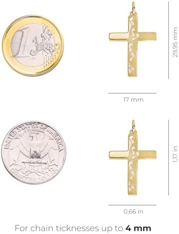 Forme Di Lucchetta - Foot Prints In The Sand Yellow Gold Jesus Cross Pendant/Authentic Christian Jewelry From Italy/for Necklaces (up To 4mm)