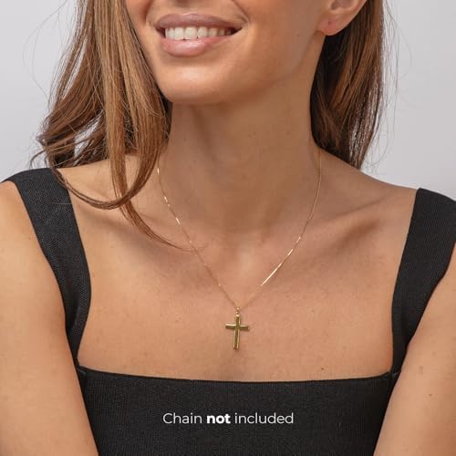Forme Di Lucchetta - High Polished 14k Gold Italian Christian Catholic Cross Pendant Charm For Necklaces Suitable For Daily Wear