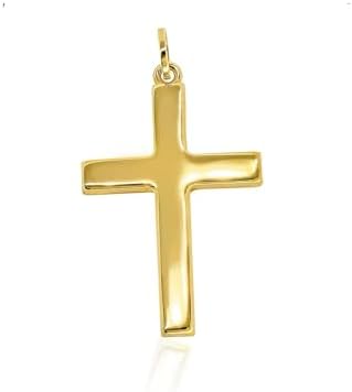 forme di Lucchetta - High Polished 14k Gold Italian Christian Catholic Cross Pendant Charm for Necklaces Suitable for Daily Wear