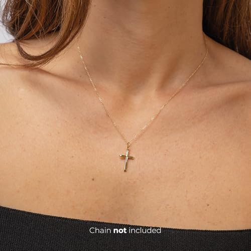 Forme Di Lucchetta - Small 14k Yellow Gold Christian Catholic Cross Pendant Charm From Italy