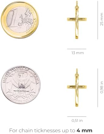 Forme Di Lucchetta - Small 14k Yellow Gold Christian Catholic Cross Pendant Charm From Italy