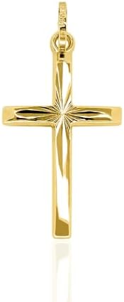 forme di Lucchetta - Small 14k Yellow Gold Christian Catholic Cross Pendant Charm from Italy