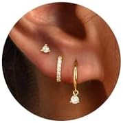 Freekiss 3 Pairs Gold Hoop Earrings Set: Dainty Stud Earrings Trendy Small 14K Gold Plated Hypoallergenic Dangle Cartilage Huggie Hoop Earrings for Women Gold Jewelry for Women Gifts