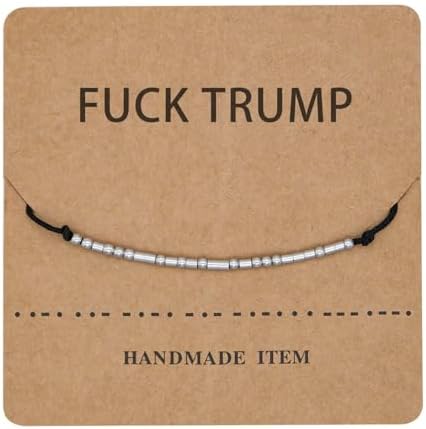 Fuck Trump Morse Code 手链 反特朗普手链含意义卡不锈钢串珠趣味礼物