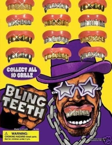 Fun Bling Bling Grillz - Set Of 10 Gold And Silver Insert Grillz Fun Fake Teeth