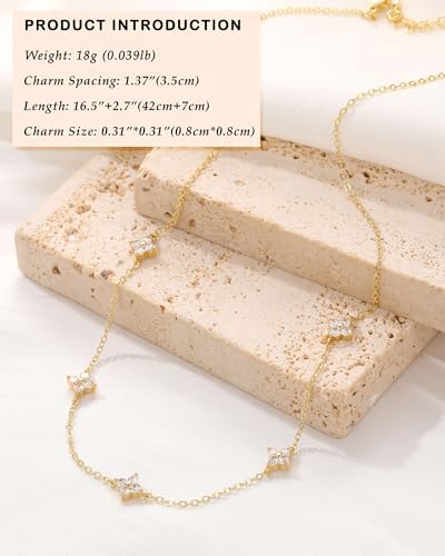 FUNEIA Dainty Silver Gold Necklaces For Women Trendy Non Tarnish 14K Gold Plated Cubic Zirconia Necklace Layered Cute Butterfly Heart Station Choker Necklace Stack For Wedding Prom Brides Jewelry