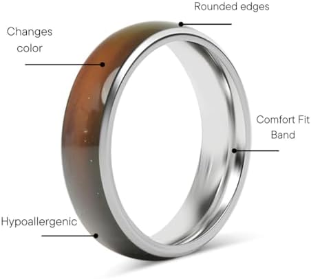 Funny Guy Mugs Band Mood Ring For Kids And Adults - Includes Color Mood Chart