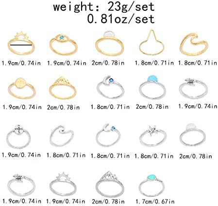 FUTIMELY Boho Retro Stackable Rings Sets For Women Knuckle Joint Finger Knuckle Nail Ring Sets Moon Stars Stack Preppy Statement Rings Cute Trendy Stuff Jewelry