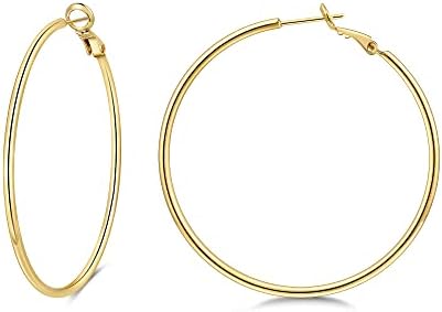 Gacimy Gold Hoop Earrings for Women 14K Gold Plated 925 Sterling Silver Post Hypoallergenic Earrings Hoops for Women