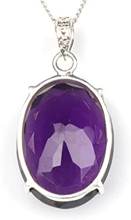 GEMHUB Gemstone Pendant Without Chain 44 CT-135 CT Oval Shape Sterling Silver Pendant Jewelry Women