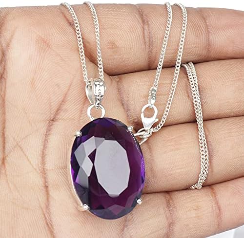 GEMHUB Gemstone Pendant Without Chain 44 CT-135 CT Oval Shape Sterling Silver Pendant Jewelry Women
