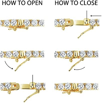 Gemsme 4.0mm CZ Tennis Necklace 18K White/Yellow Gold Plated 4.0mm Round Cubic Zirconia Classic Tennis Necklace 16-24 Inches