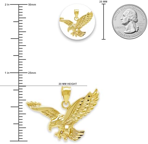 Gold Bald Eagle Charm Pendant - 10 Karat Gold - American Bald Eagle Jewelry - Patriotic Eagle Necklace Jewelry