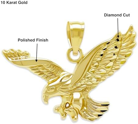 Gold Bald Eagle Charm Pendant - 10 Karat Gold - American Bald Eagle Jewelry - Patriotic Eagle Necklace Jewelry