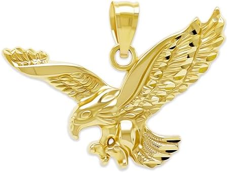 Gold Bald Eagle Charm Pendant - 10 Karat Gold - American Bald Eagle Jewelry - Patriotic Eagle Necklace Jewelry