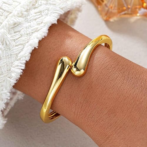 Gold Bangle Bracelets For Women Teens Trendy Chunky Adjustable Twist Cuff Bracelet Jewelry Gifts