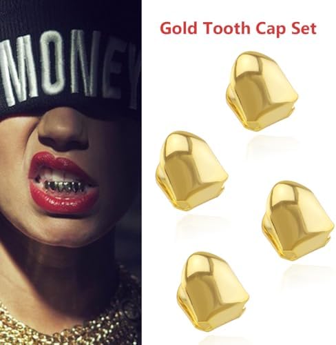 Gold Grills For Teeth 18K Gold Plated Tooth Caps Single Teeth Caps Hip Hop Grillz