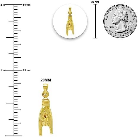 Gold Hand Sign Charm Pendant - 10 Karat Gold - 3D Good Luck Hand Sign - Italian Mano Cornuto Symbol