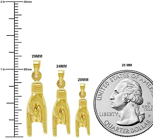 Gold Hand Sign Charm Pendant - 10 Karat Gold - 3D Good Luck Hand Sign - Italian Mano Cornuto Symbol