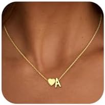 Gold Initial Necklaces for Women Girls - 18K Gold Plated Heart Initial Pendant Necklace Dainty Heart Necklace Tiny Gold Letter Necklace for Women Girls Jewelry Gifts