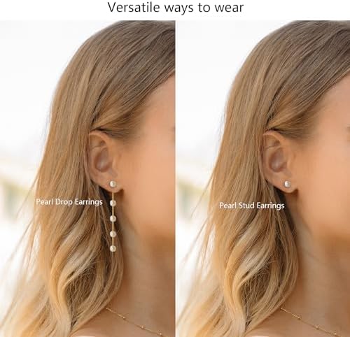 Gold Jewelry Set For Women Dainty 14K Gold/Silver Plated Pearl Necklace And Earring Set With Drop Earrings Bracelets Choker Necklace - Wedding Jewelry Gift