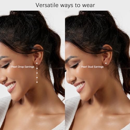 Gold Jewelry Set For Women - Dainty 14K Gold/Silver Plated Pearl Choker Necklace Drop Earrings & Bracelets - Wedding Trendy Pearl Jewelry Gift