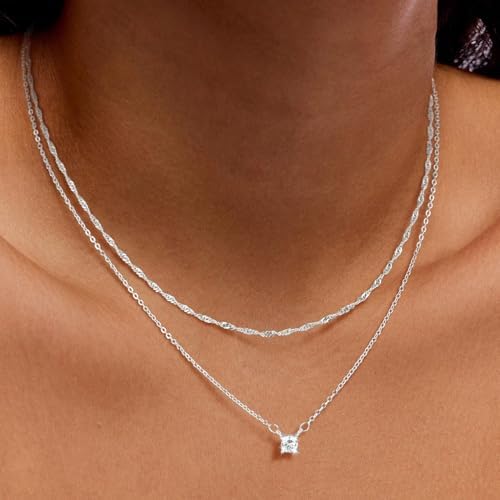 Gold Necklace For Women 14K Gold/Silver Plated Choker Diamond Necklace Set For Women Simple Dainty CZ Gold Chain Trendy Jewelry Accessories