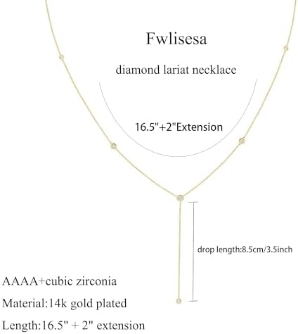 Gold Necklace For Women Dainty Gold Long Necklaces 14k Gold Plated Prom Bar CZ Lariat Necklace Simple Choker Necklaces For Women Trendy Boho Fashion Costume Jewelry Womens