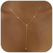 Gold Necklace for Women Dainty Gold Long Necklaces 14k Gold Plated Prom Bar CZ Lariat Necklace Simple Choker Necklaces for Women Trendy Boho Fashion Costume Jewelry Womens