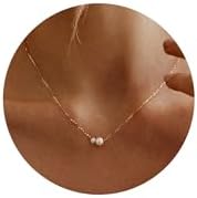 Gold Pearl Necklaces for Women Trendy 14k Gold Plated Dainty Necklace Simple Pearl Drop Single Charm Pendant Necklace Women's Jewelry Best Friend Birthday Gifts Gold Jewelry for Women