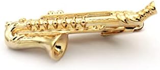 Gold Saxophone Cuff Links Musician Jazz Lover Cufflinks And Tie-Clip Set