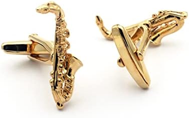 Gold Saxophone Cuff Links Musician Jazz Lover Cufflinks And Tie-Clip Set