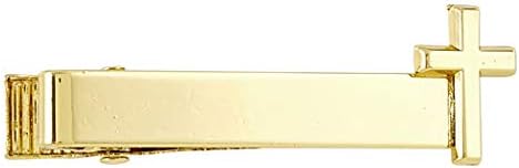 Gold Tone Holy First Communion Tie Bar Clip with Cross 1 1/4 Inch