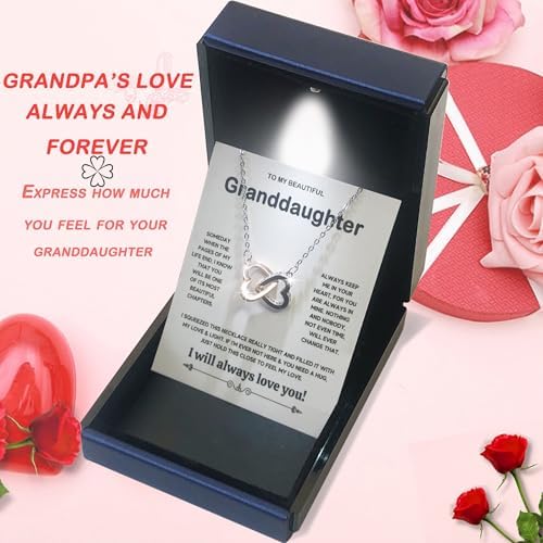 Granddaughter Necklace Granddaughter Gifts From Grandma Grandpa To My Granddaughter Necklace Christmas Graduation Birthday Gifts With Message Card & LED Box