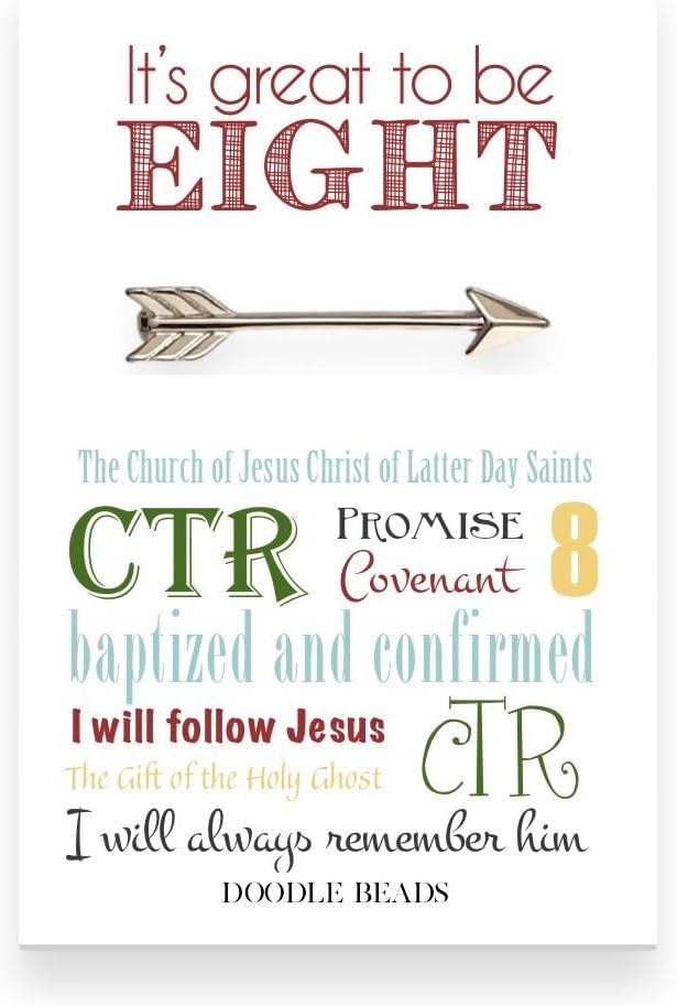 "Great to Be 8" Arrow Tie Bar – LDS Baptism Gift Silver Tie Clip for 8-Year-Old Religious Keepsake for Primary & Priesthood Milestones