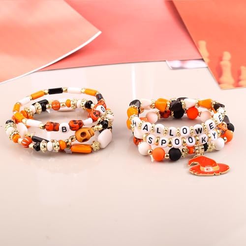 Halloween Bracelet Colourful Beaded Bracelet Set Ladies Stackable Beaded Stretch Bracelet College Boho Beach Bracelet Jewelry