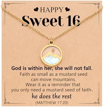 Happy 11th 13th 14th 16th Birthday Gifts Gold Moving Mountains Mustard Seed Necklace for Women Girls