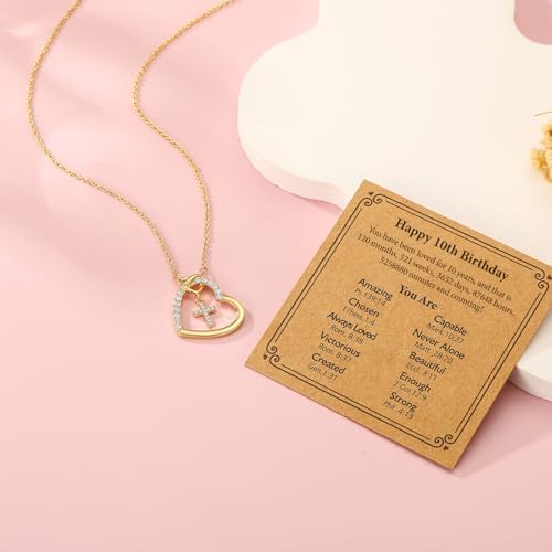 Happy 6th 7th 8th 9th 10th 11th 12th 13th Birthday Necklace Gifts For Girls 14K Gold Plated Necklace Religious Christian Jewelry For Her 16+3 Inches