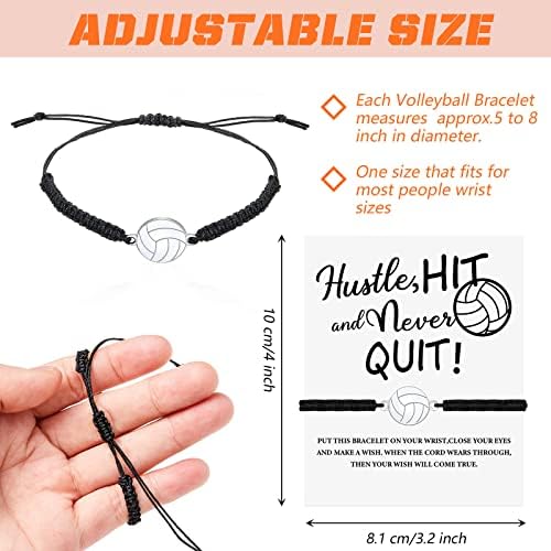 Hicarer Volleyball Charm Bracelet Adjustable Woven Jewelry Softball Charm Bracelet With Cardboard Volleyball Team Gifts For Team Players