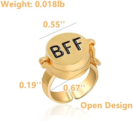 HOMEBEARJ Spongebob Rings BFF Best Friends Forever Bff Rings 14k Gold Opening Adjustable Spongebob Rings For Teen Girls/Boys 1 Pairs Cute Best Friendship Rings Jewelry Gifts